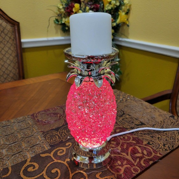 Pineapple color changing decorative lamp and candle pedestal stand 9 inch